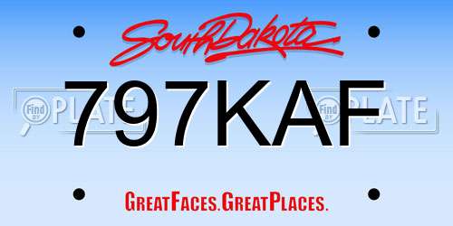 797KAF South Dakota License Plate