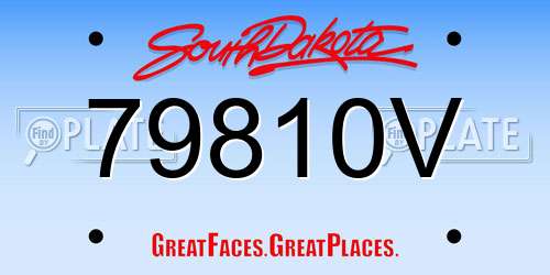 79810V South Dakota License Plate