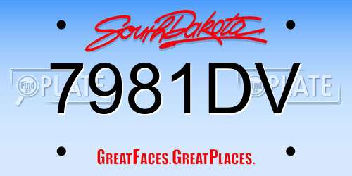 7981DV South Dakota License Plate