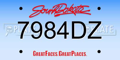 7984DZ South Dakota License Plate
