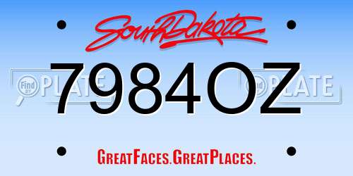 7984OZ South Dakota License Plate
