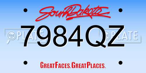 7984QZ South Dakota License Plate