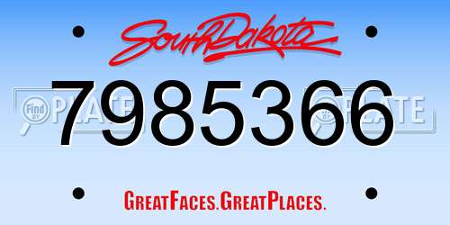7985366 South Dakota License Plate
