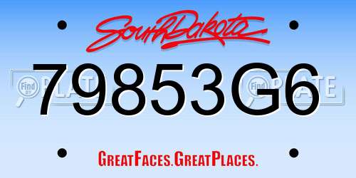 79853G6 South Dakota License Plate