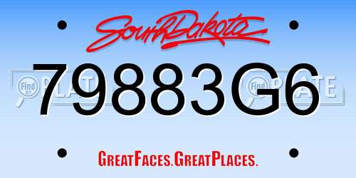 79883G6 South Dakota License Plate
