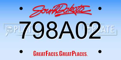 798A02 South Dakota License Plate