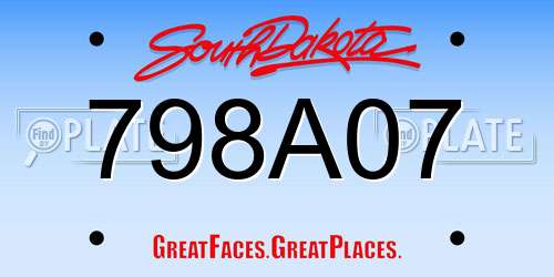 798A07 South Dakota License Plate
