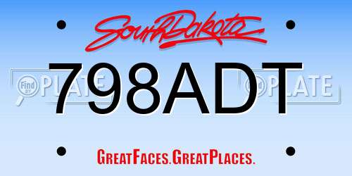 798ADT South Dakota License Plate