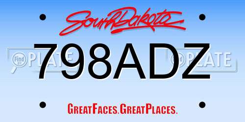 798ADZ South Dakota License Plate