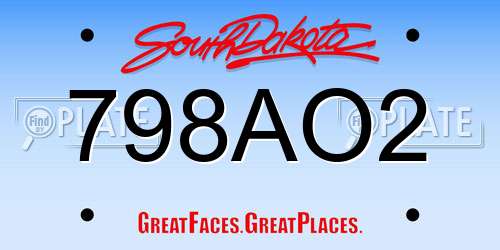 798AO2 South Dakota License Plate