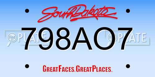 798AO7 South Dakota License Plate