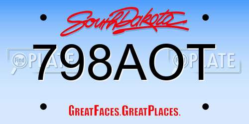 798AOT South Dakota License Plate