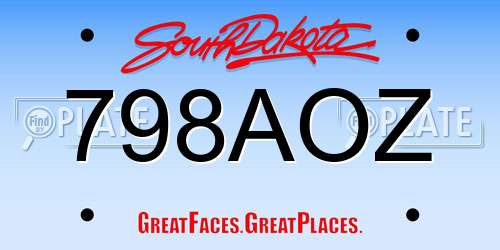 798AOZ South Dakota License Plate