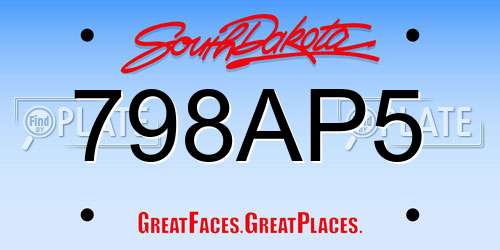 798AP5 South Dakota License Plate
