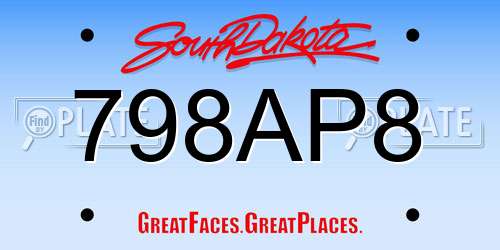 798AP8 South Dakota License Plate