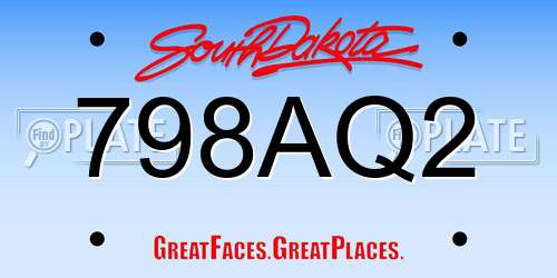 798AQ2 South Dakota License Plate