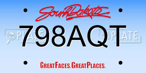 798AQT South Dakota License Plate