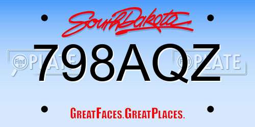 798AQZ South Dakota License Plate