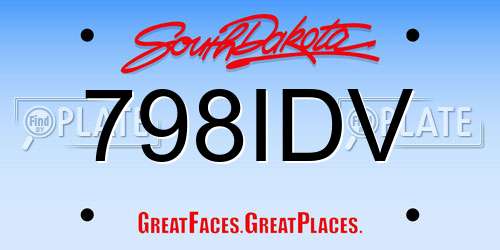 798IDV South Dakota License Plate