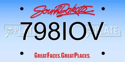 798IOV South Dakota License Plate