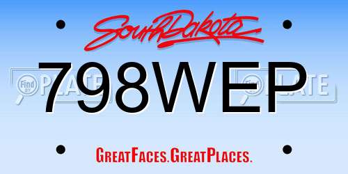 798WEP South Dakota License Plate
