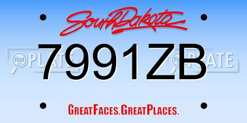 7991ZB South Dakota License Plate