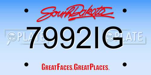 7992IG South Dakota License Plate