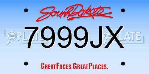 7999JX South Dakota License Plate