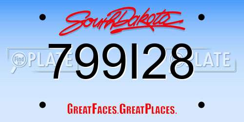 799I28 South Dakota License Plate