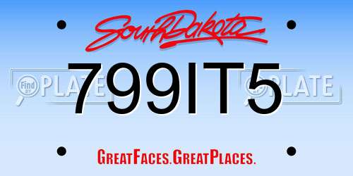 799IT5 South Dakota License Plate