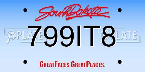 799IT8 South Dakota License Plate