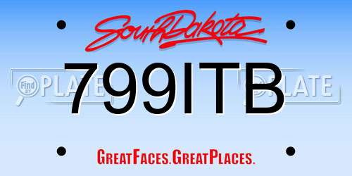 799ITB South Dakota License Plate