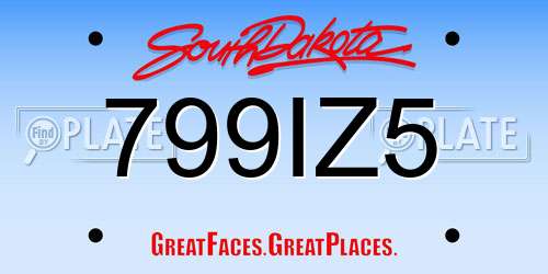 799IZ5 South Dakota License Plate