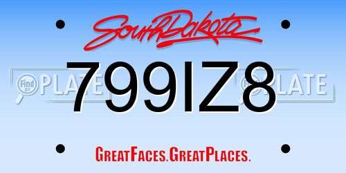 799IZ8 South Dakota License Plate