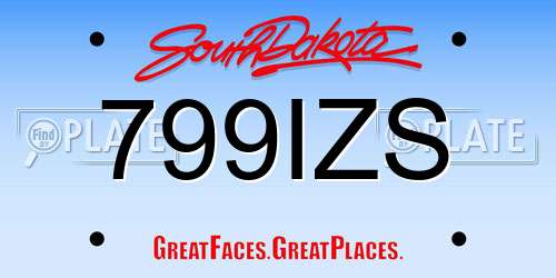 799IZS South Dakota License Plate