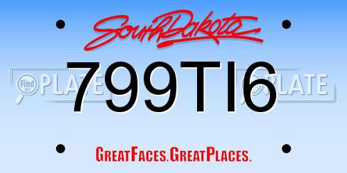 799TI6 South Dakota License Plate