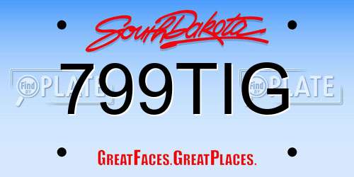 799TIG South Dakota License Plate
