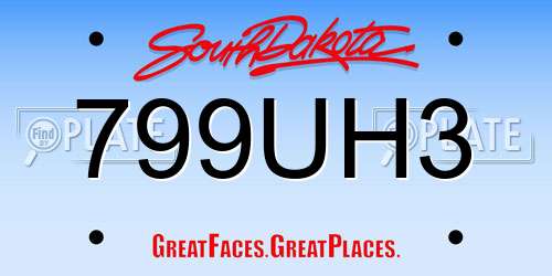799UH3 South Dakota License Plate