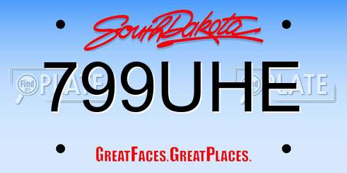 799UHE South Dakota License Plate