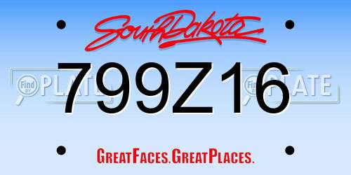 799Z16 South Dakota License Plate