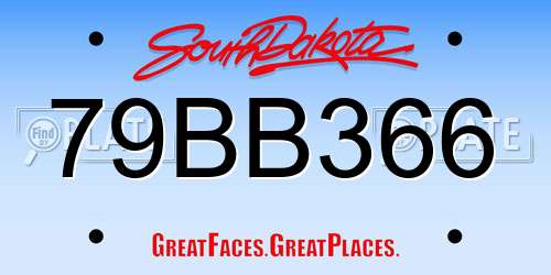 79BB366 South Dakota License Plate