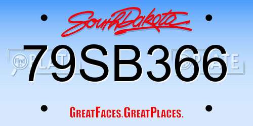 79SB366 South Dakota License Plate
