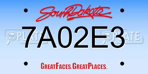 7A02E3 South Dakota License Plate