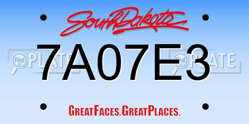 7A07E3 South Dakota License Plate