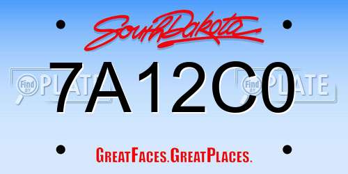7A12C0 South Dakota License Plate