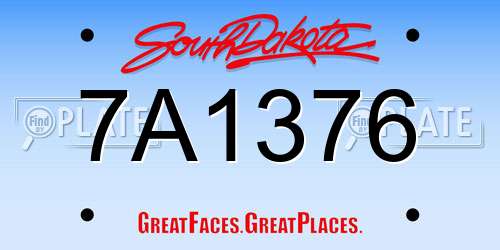 7A1376 South Dakota License Plate
