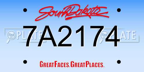7A2174 South Dakota License Plate