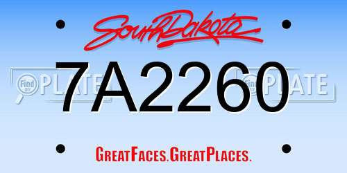 7A2260 South Dakota License Plate