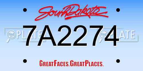 7A2274 South Dakota License Plate