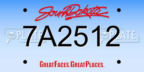7A2512 South Dakota License Plate
